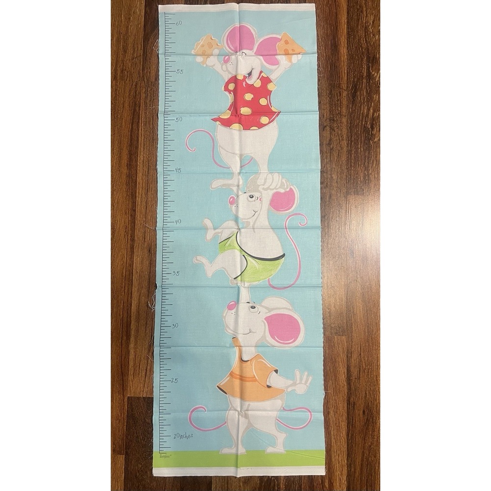 Susybee Lewe & Norton Cheese Growth Chart 15" Mouse Blue Fabric Panel